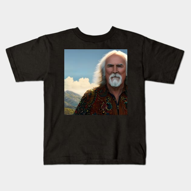 David Crosby vintage graphic design artwork Kids T-Shirt by Nasromaystro